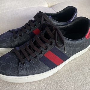 Gucci Ace GG Supreme Shoes Size 12 Black